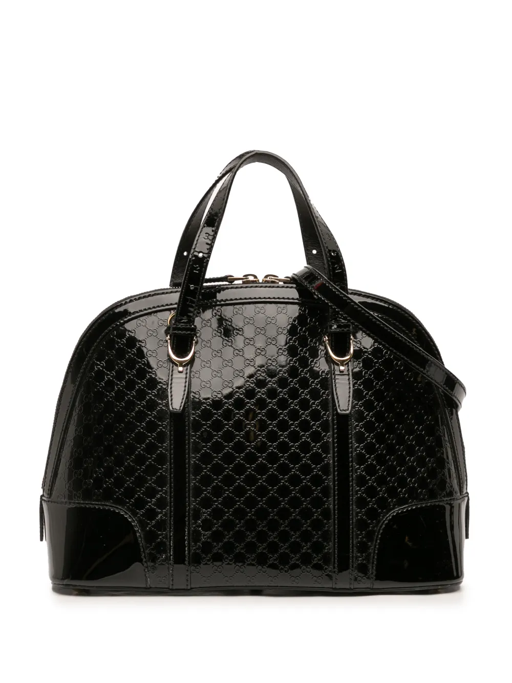 Gucci Pre-Owned Borsa a tracolla Nice piccola in pelle verniciata Microguccissima 2016-2026 - Nero