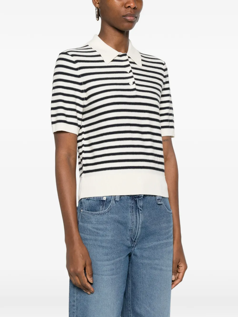  A.p.c. Striped Polo Top - Neutrals 