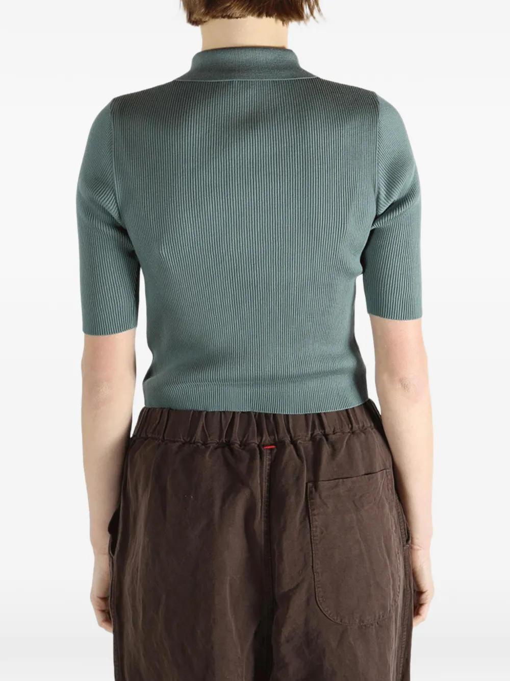 Auralee Geribbeld poloshirt Grijs