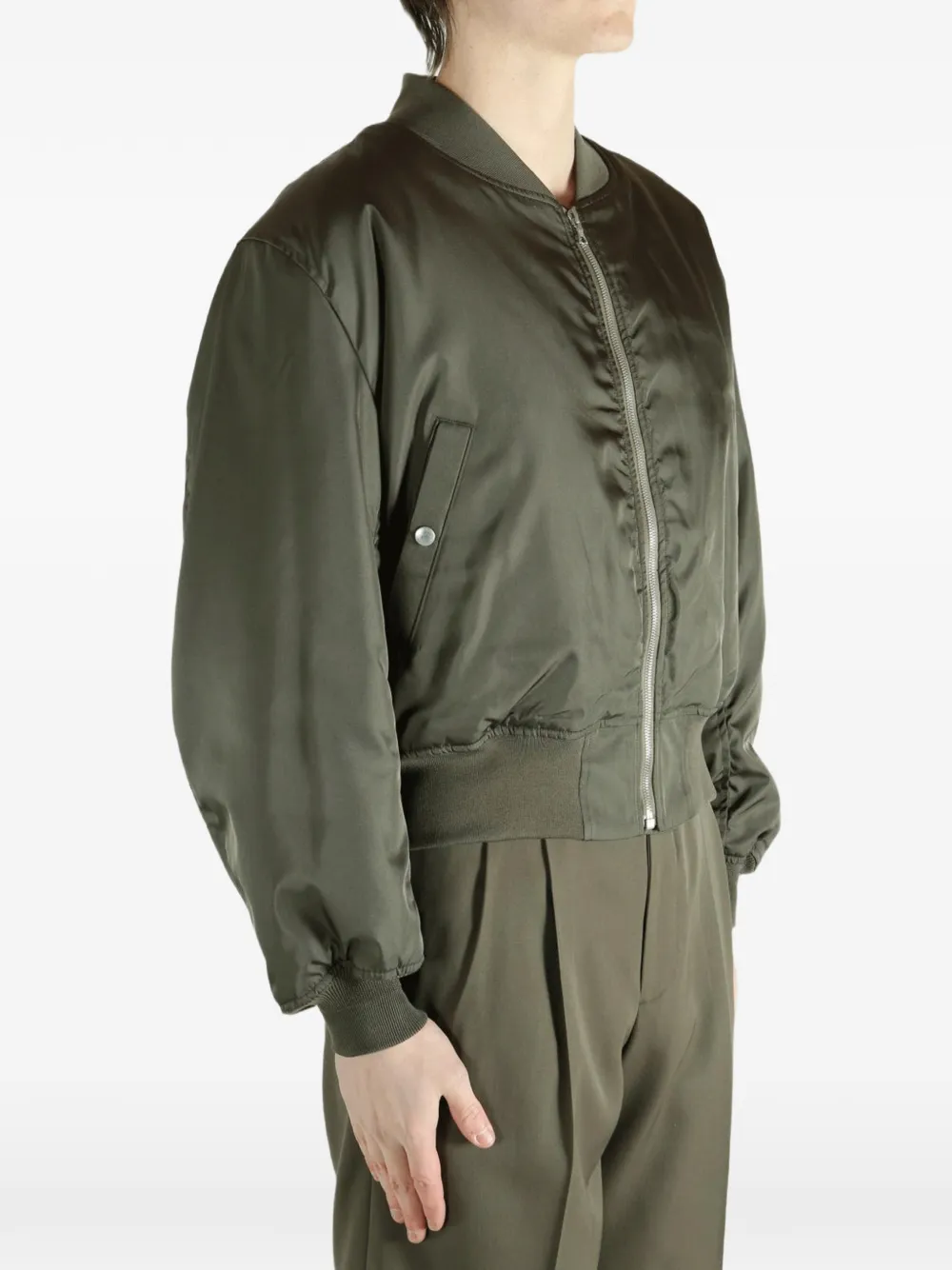 Auralee Zip-up Bomber Jacket In Green