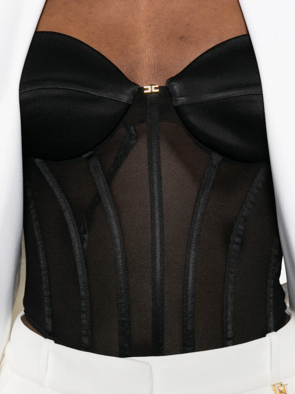 Elisabetta Franchi Top met mesh Zwart