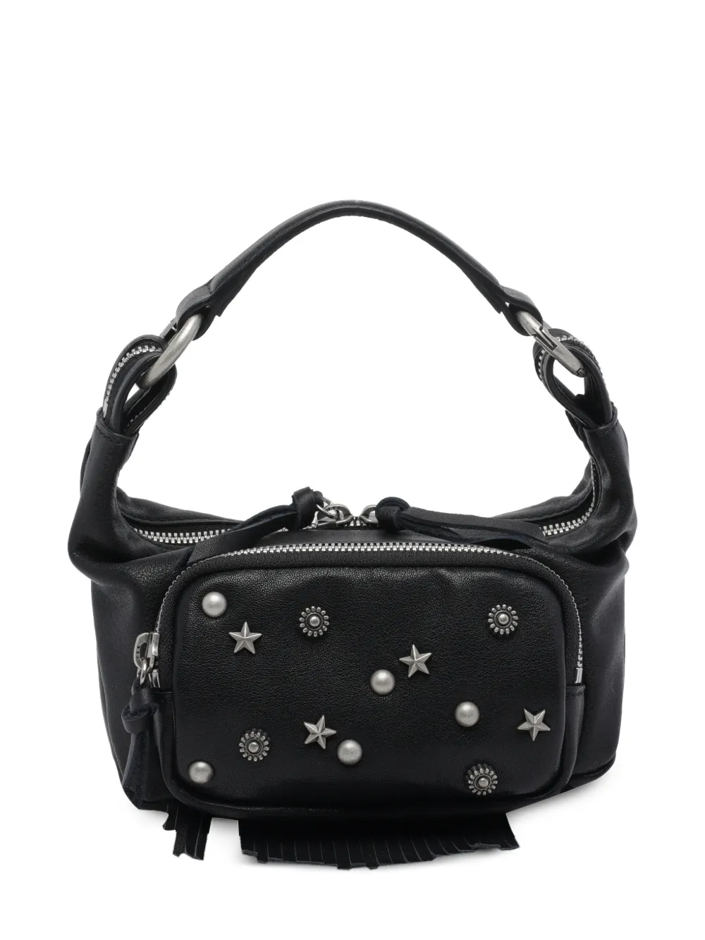 Marge Sherwood embellished zip leather shoulder bag - Nero