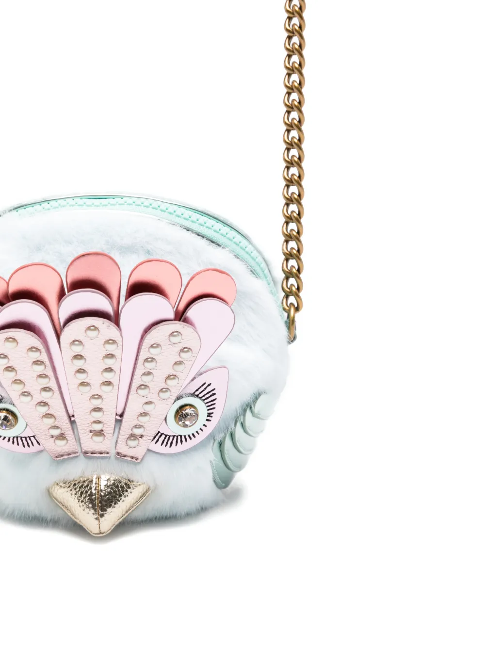 Pom Pom Eagle Zip-Up Cross Body Bag