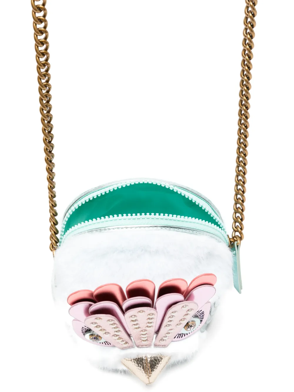 Pom Pom Eagle Zip-Up Cross Body Bag