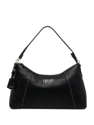 Agnès b. logo-plaque Satin Shoulder Bag | Black | FARFETCH