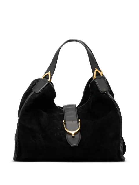 Gucci Pre-Owned 2000-2010 Suede Brocade Soft Stirrup tote bag