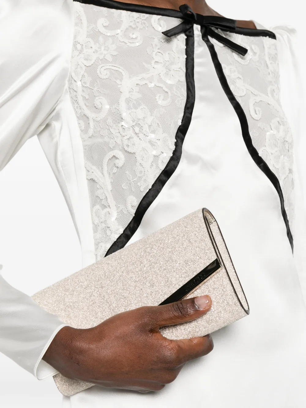 Jimmy Choo Emmie clutch met glitter Beige