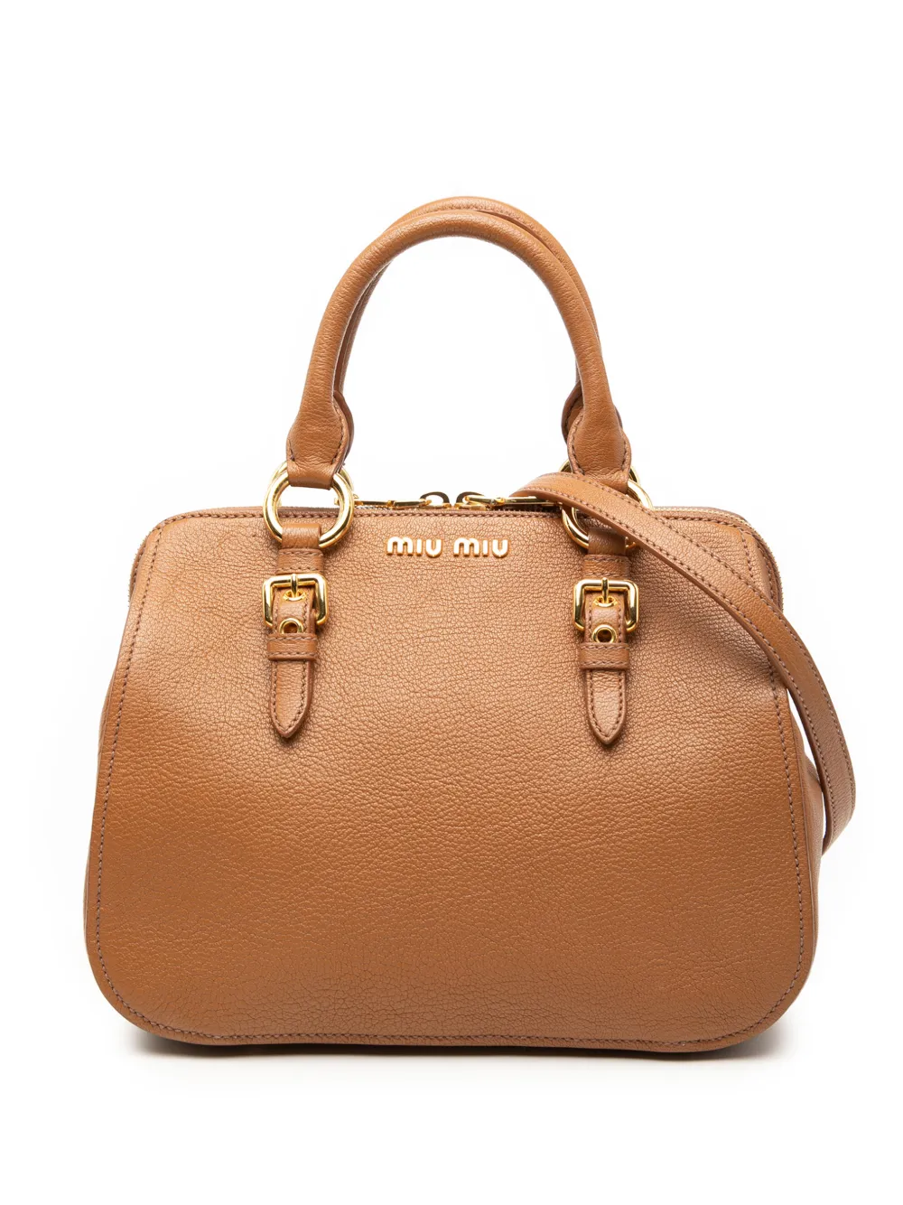 Miu Miu Pre-Owned 2010-2026 Goatskin Madras Bowler Bag satchel - Marrone