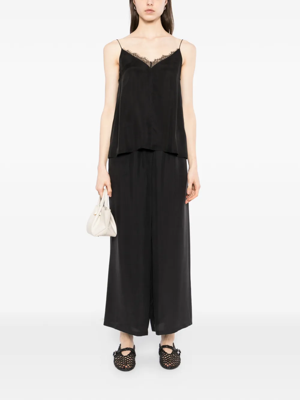 Yeareast Lace V-neck Top - Black 
