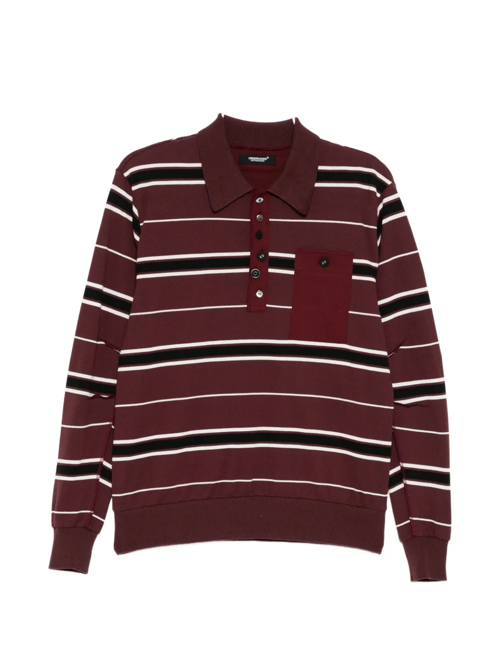 Undercover Striped Polo Shirt In Red