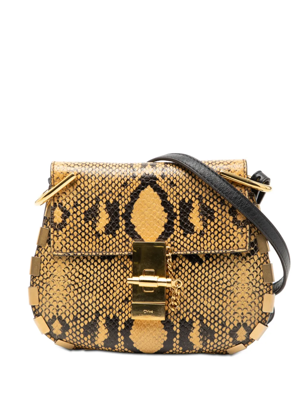 Chloé Pre-Owned 2018 Small Python Embossed Leather Drew crossbody bag - Giallo