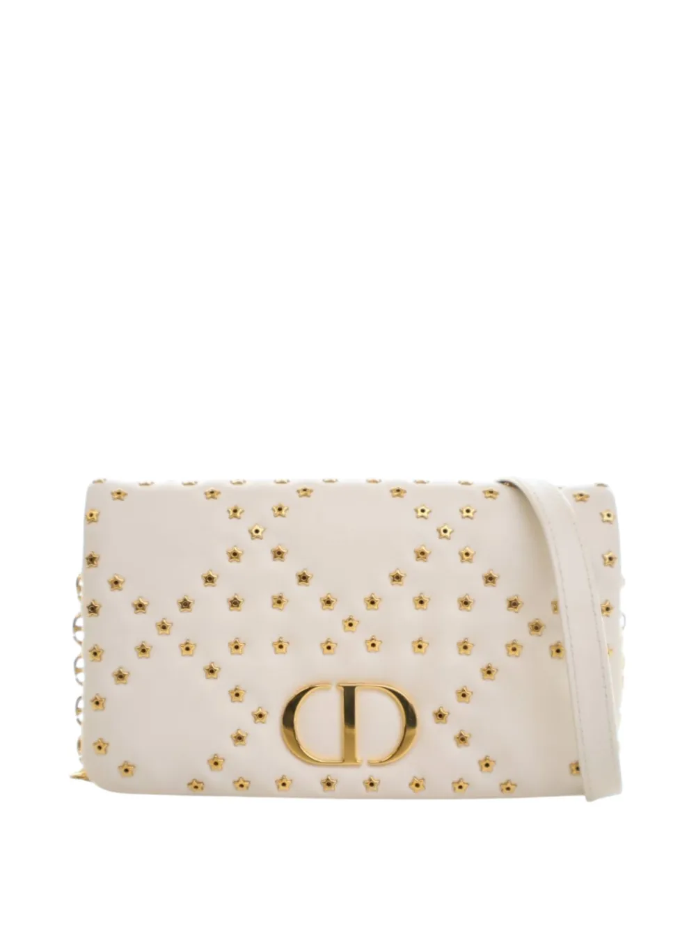 Christian Dior Pre-Owned 2022 Mini Lambskin Macrocannage Lucky Star Studded Caro crossbody bag - Oro