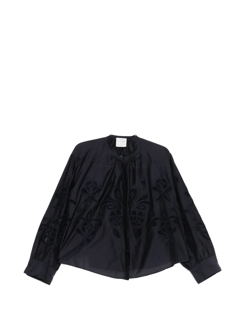 Forte Forte floral-appliqué long-sleeved blouse - Blu