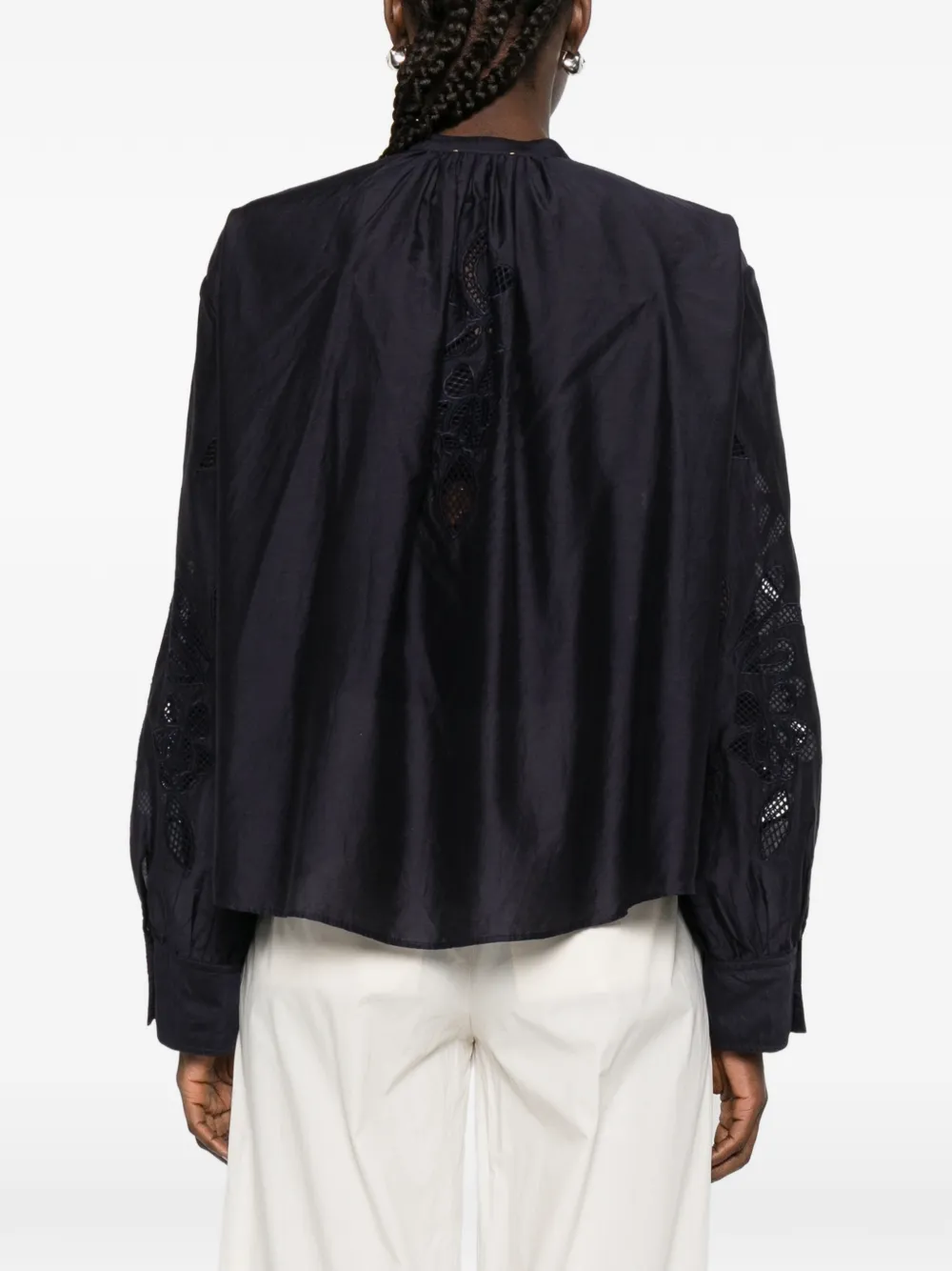 Forte Lunamaris broderie anglaise blouse Blauw