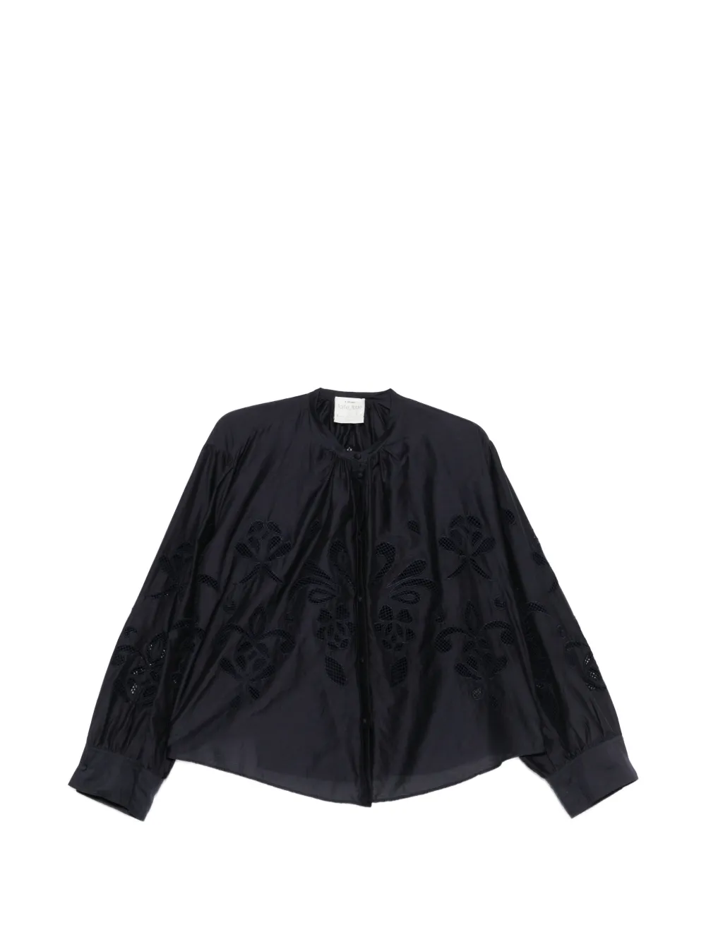 Forte Forte floral-appliqué long-sleeved blouse - Blu