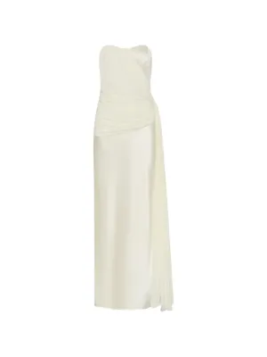 sophie et voila draped satin maxi dress SOPHIE ET VOILÀ Straight Satin Maxi Dress | Green