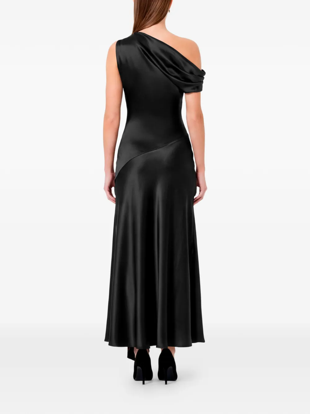 Nicholas Sabrina asymmetrische maxi-jurk Zwart