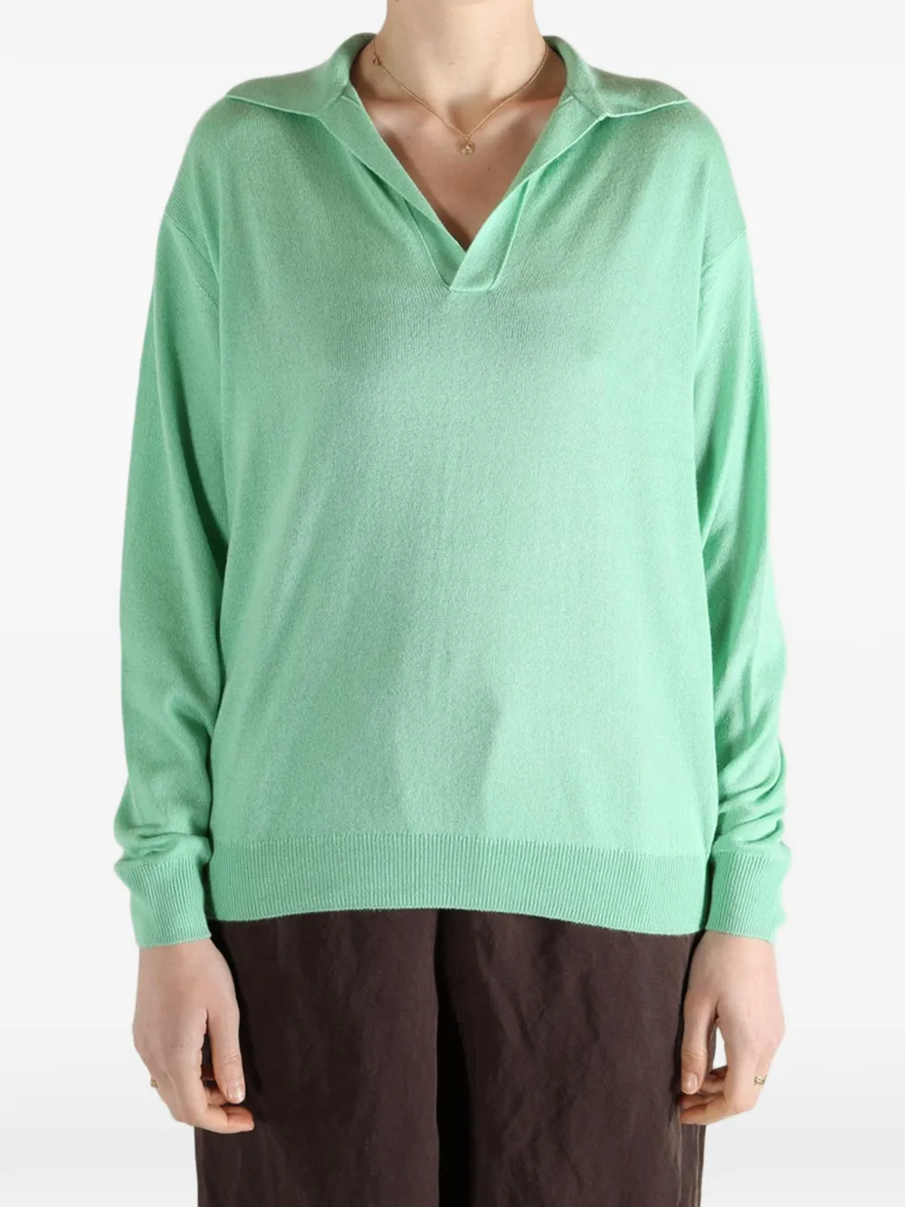  Auralee V-neck Sweater - Green 