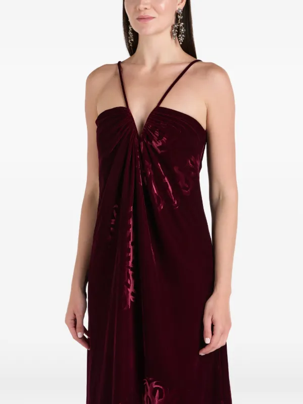 Themis Z Anthos Floral Velvet Maxi Dress in Red