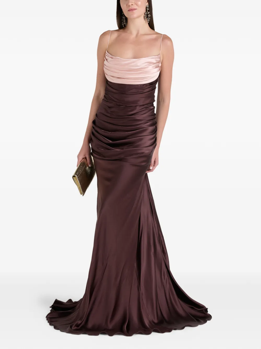 Rhea Costa Zahra draped maxi dress - Marrone