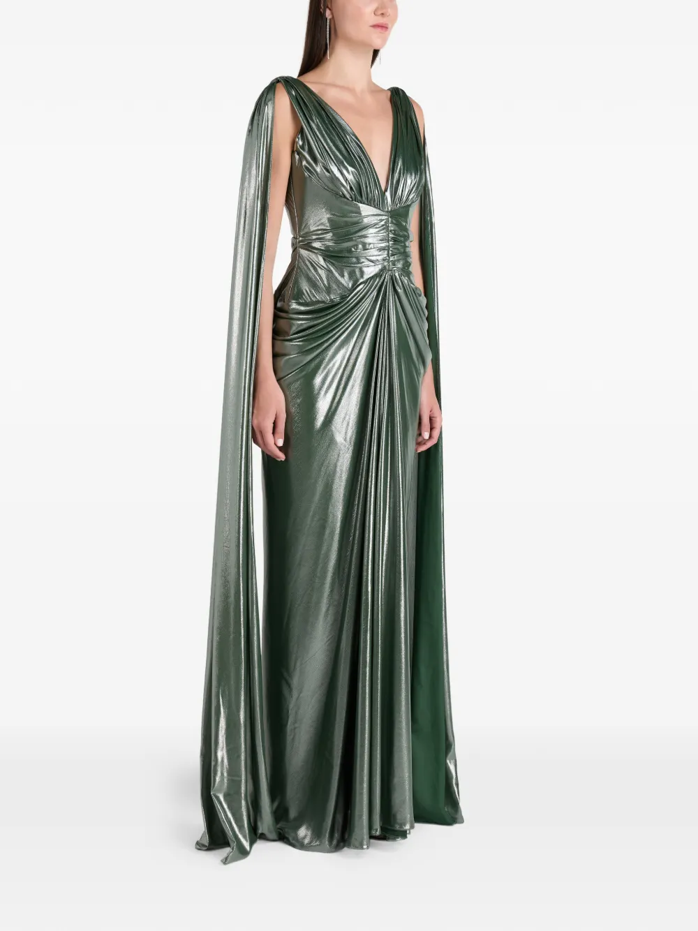  Rhea Costa Vestido Largo Layla Drapeado - Verde 
