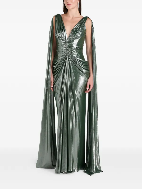 rhea costa green dress Layla Draped Cape Maxi | tanisiworld