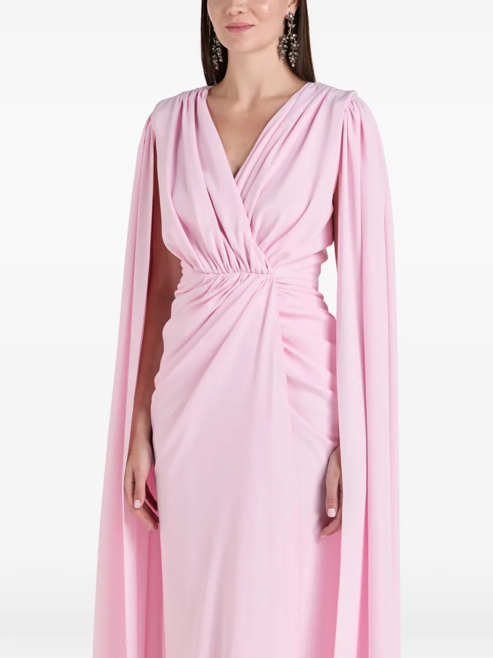 Rhea Costa Evelyn cape V-neck maxi dress - Rosa