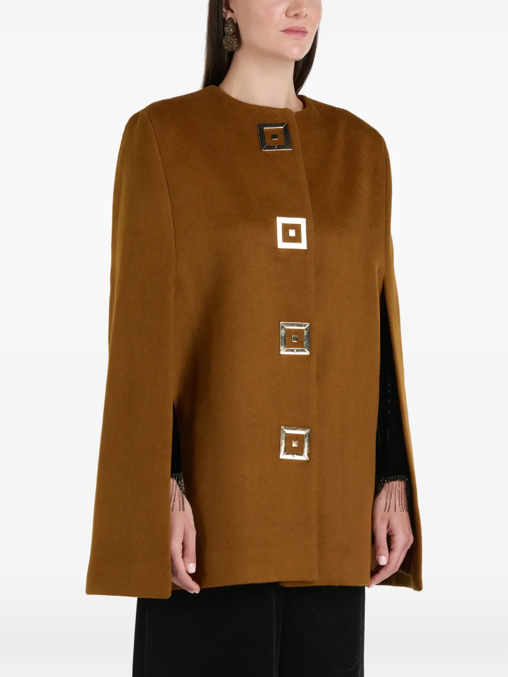Themis Z Embellished Cape in Brown, view 2