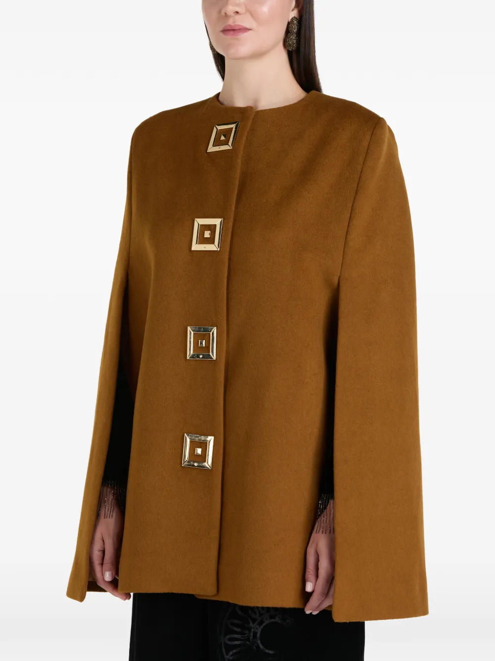 Themis Z Embellished Cape in Brown, view 3