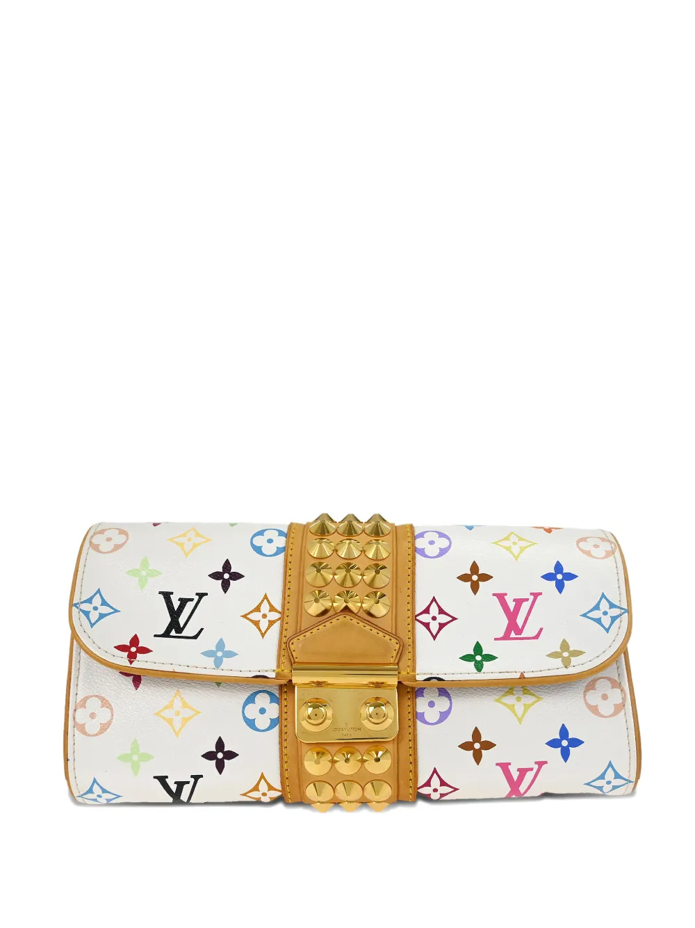 Louis Vuitton Pre-Owned 2009 Courtney studded-detail clutch bag - Bianco