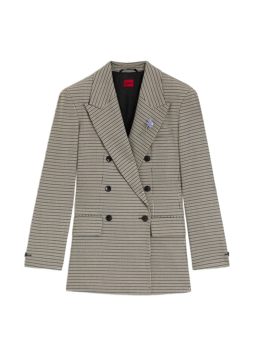 HUGO micro houndstooth double-breasted blazer - Toni neutri