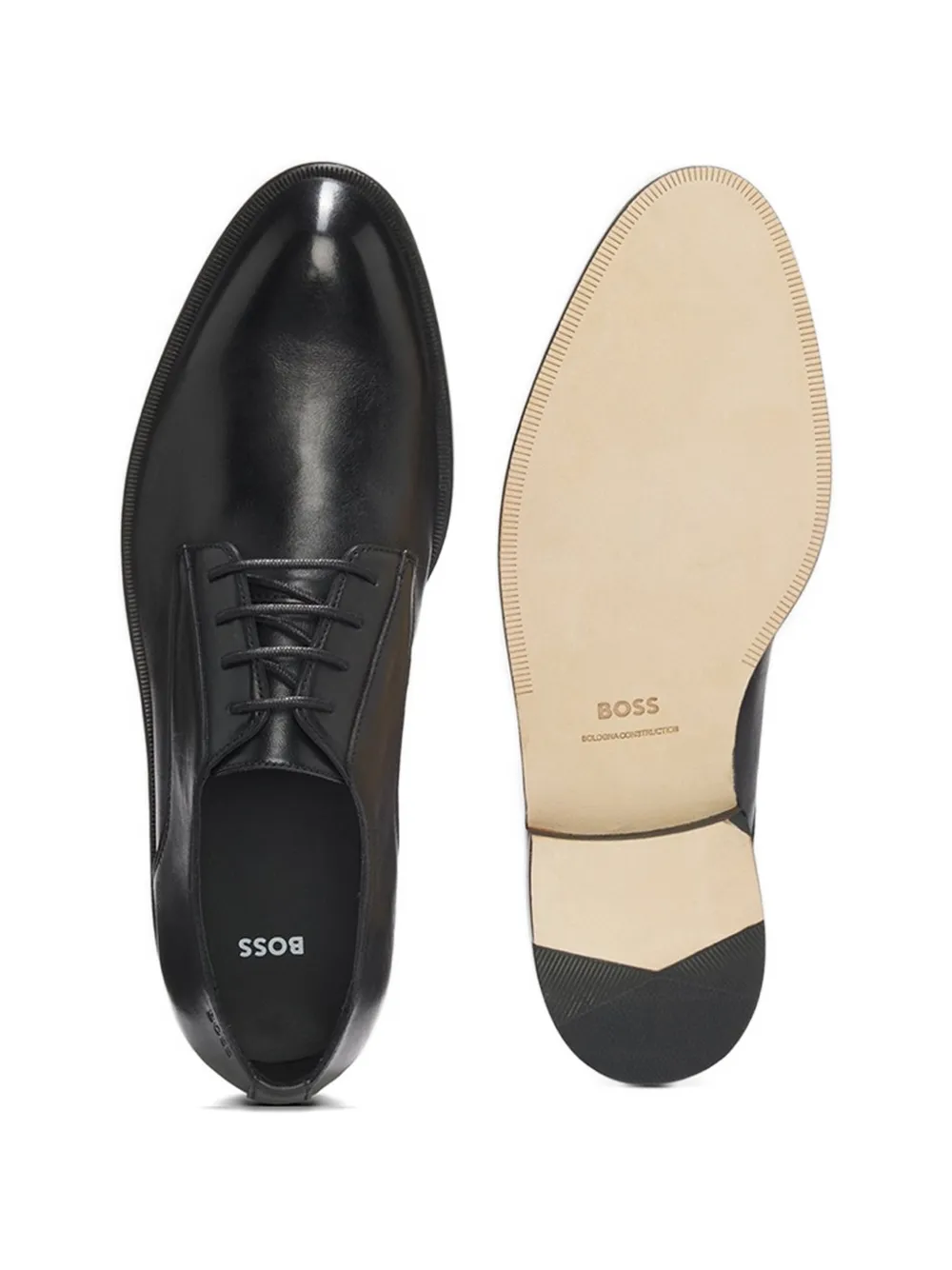 BOSS Derby schoenen met logo-reliëf Zwart