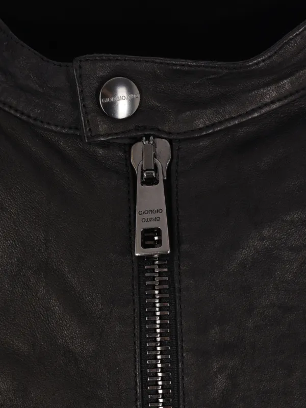 Giorgio Brato Zipped Leather Biker Jacket | Black | FARFETCH SG