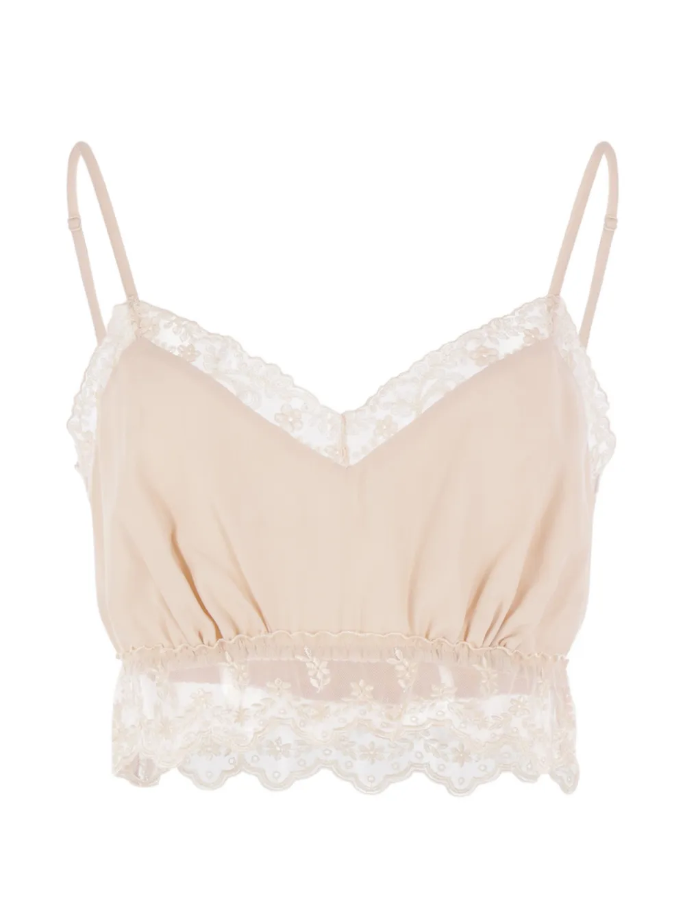 Simone Rocha lace-trim V-neck top - Toni neutri