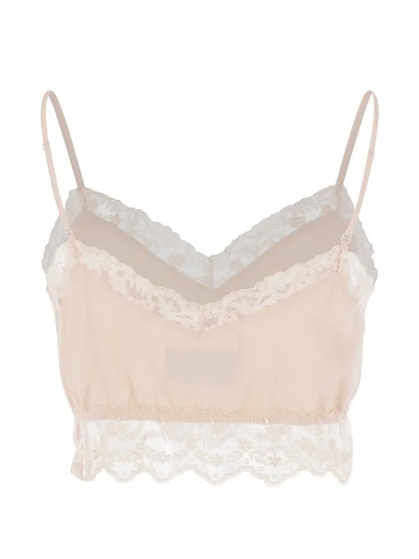 Simone Rocha lace-trim V-neck Top | Neutrals | FARFETCH ZA