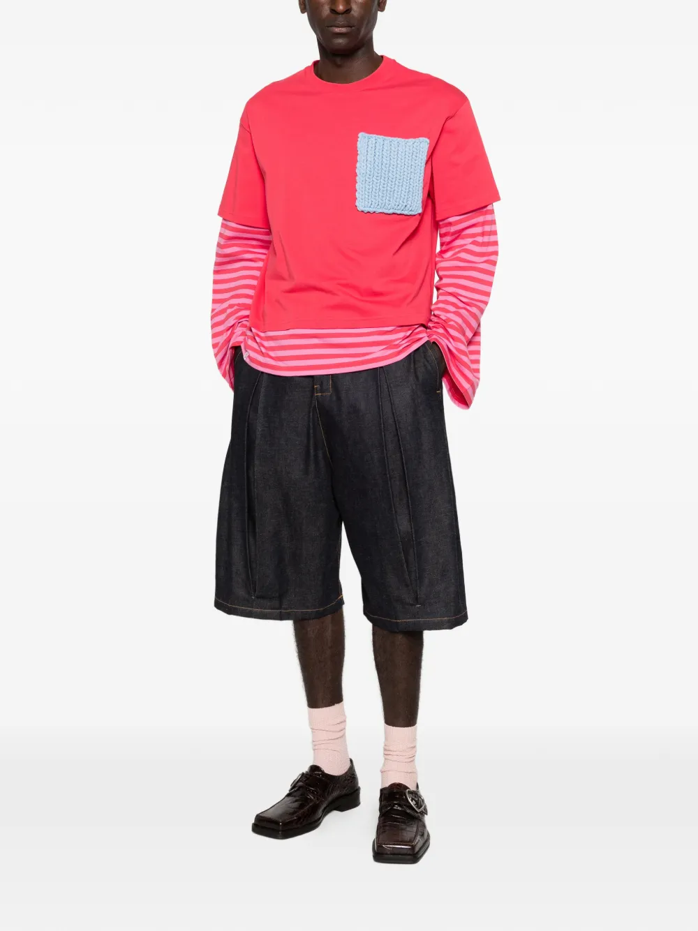 Striped-Sleeve T-Shirt