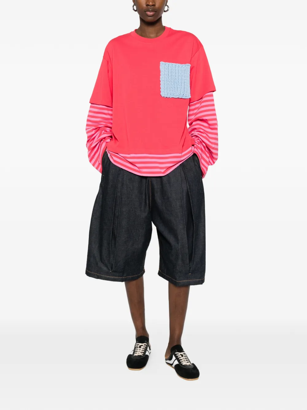 Striped-Sleeve T-Shirt