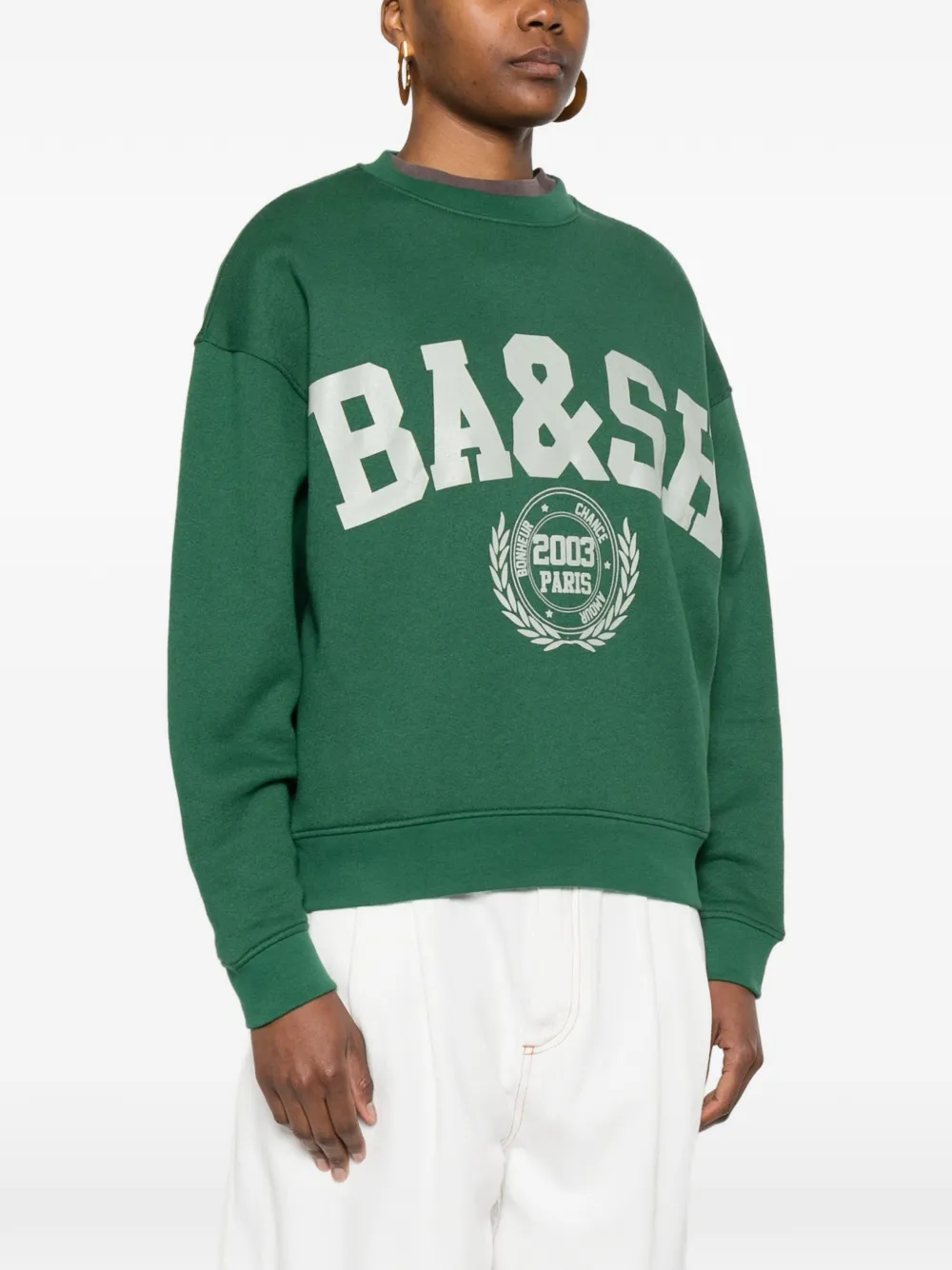  Ba&sh Fenja Logo Graphic Sweater - Green 