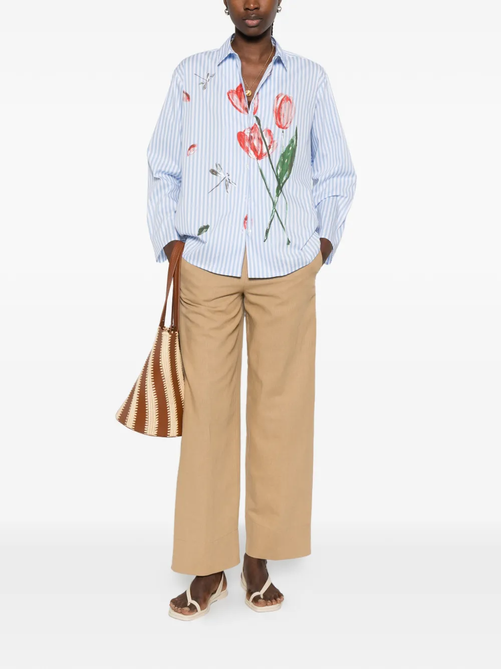 Flora-Detail Striped Shirt
