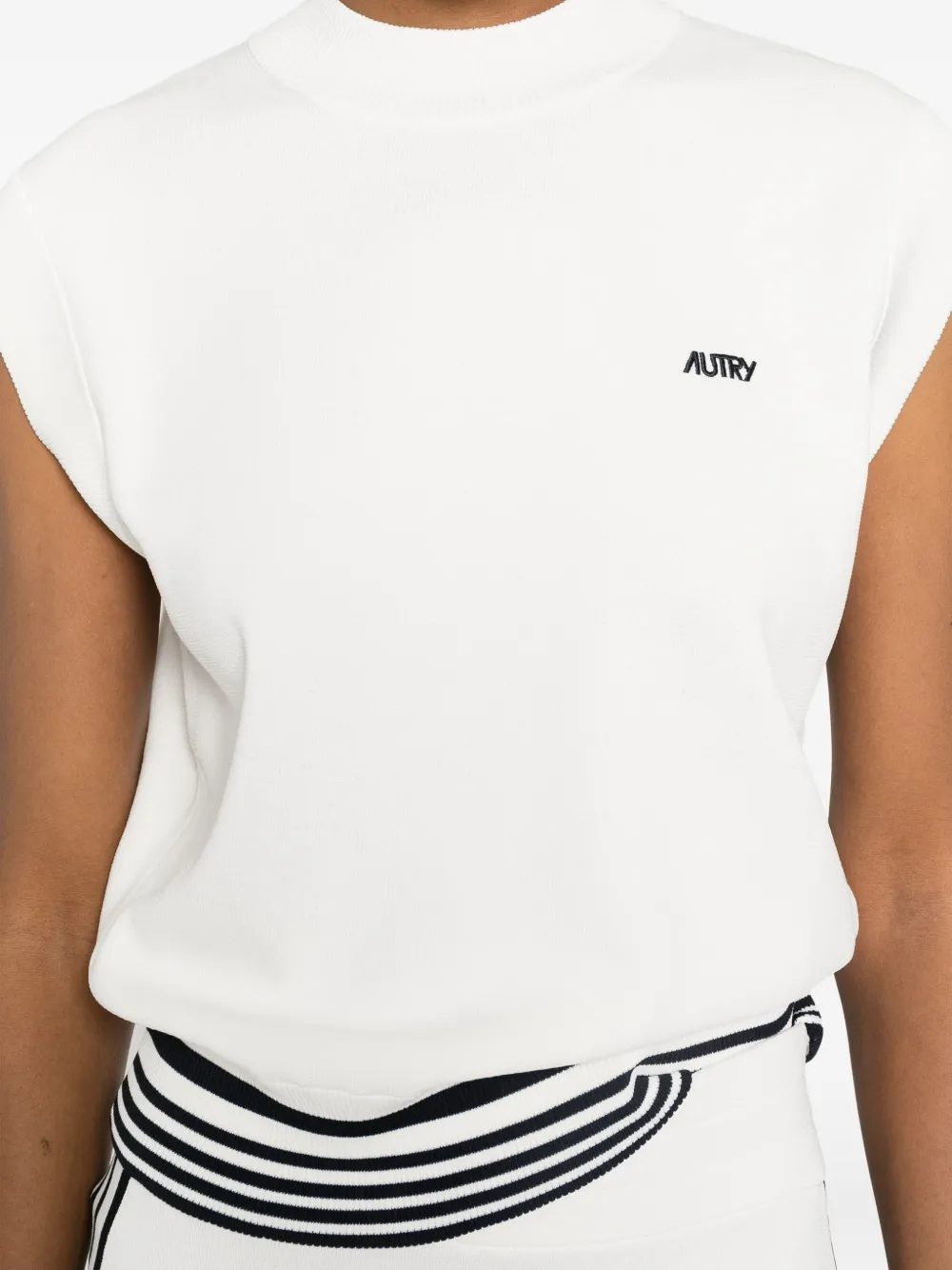 Autry Top met gestreepte afwerking en logoprint Wit
