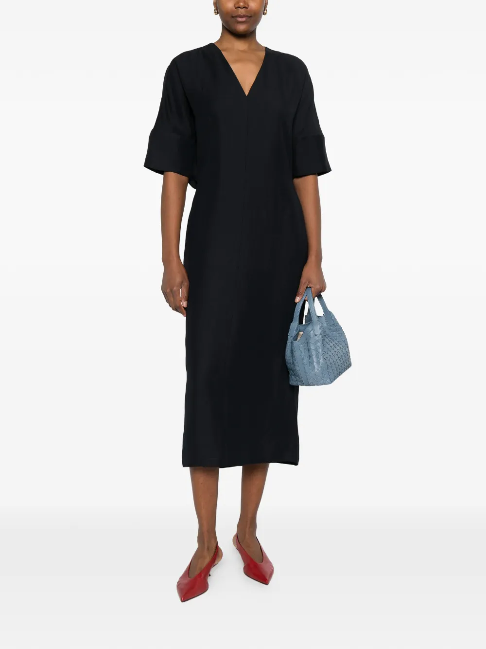 Fabiana Filippi Flared midi-jurk met V-hals Blauw