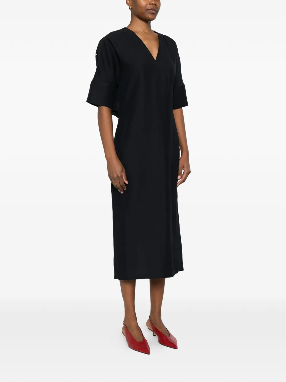 Fabiana Filippi Flared midi-jurk met V-hals Blauw