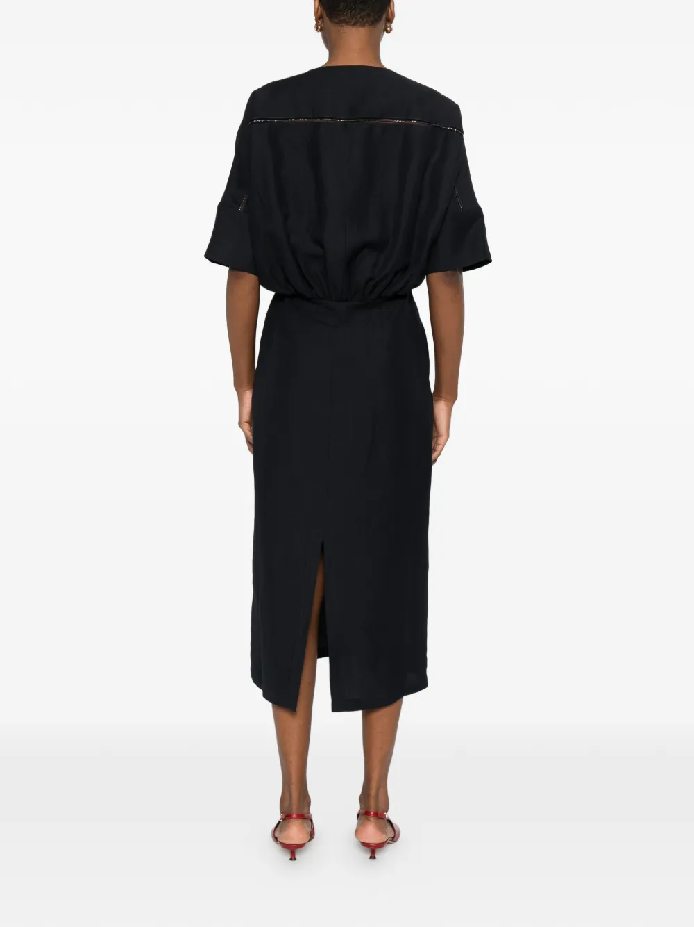 Fabiana Filippi Flared midi-jurk met V-hals Blauw