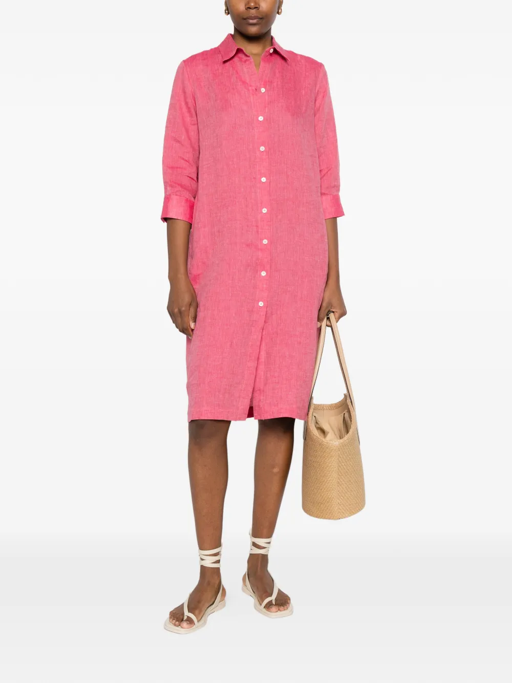  Caliban Buttoned Shirt Mini Dress - Pink 