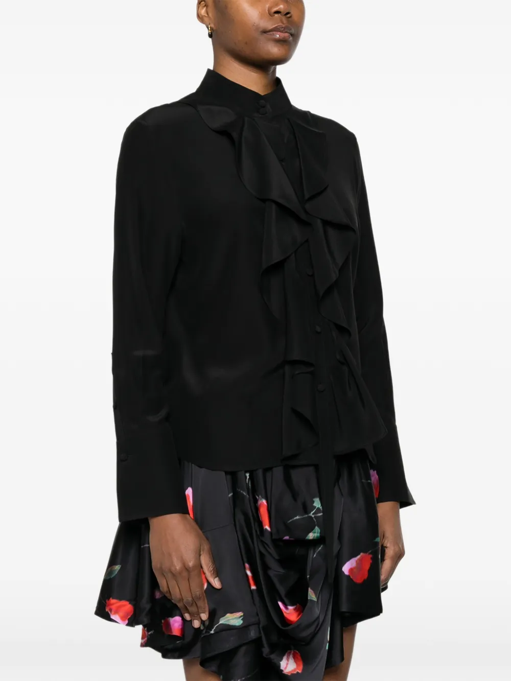 Alexander Mcqueen Ruffled-detail Blouse - Black 