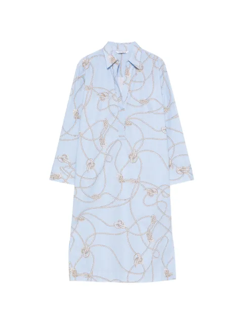 Caliban vestido camisero corto con cuerdas estampadas