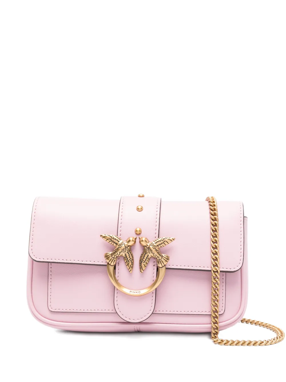 PINKO Small Love Bag One stud embellished clutch bag - Rosa