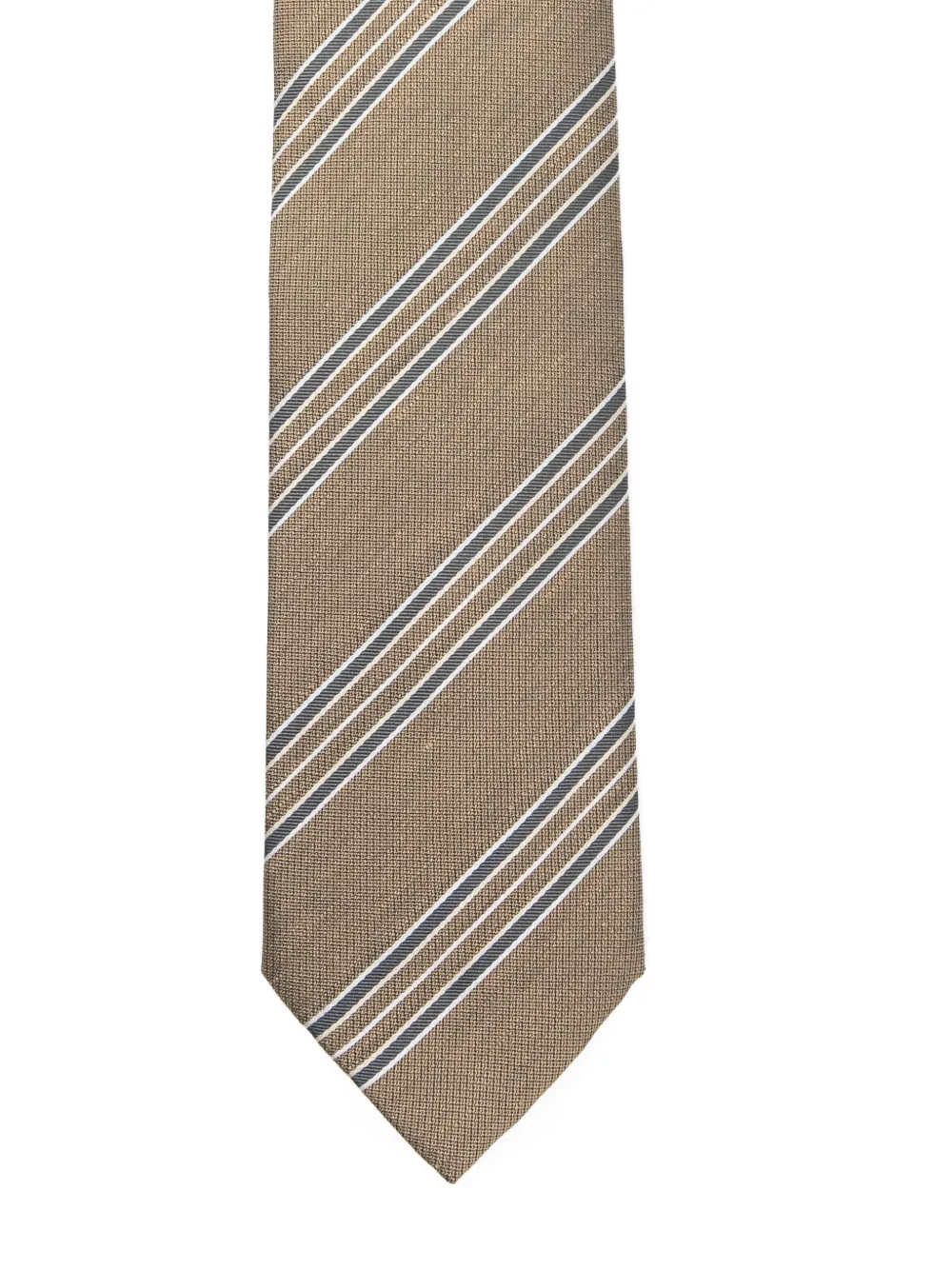 Brioni Gestreepte zijden stropdas Beige