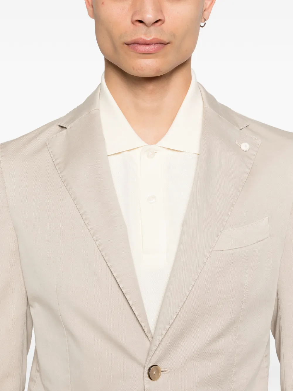 Luigi Bianchi Blazer met opgestikte zak Beige