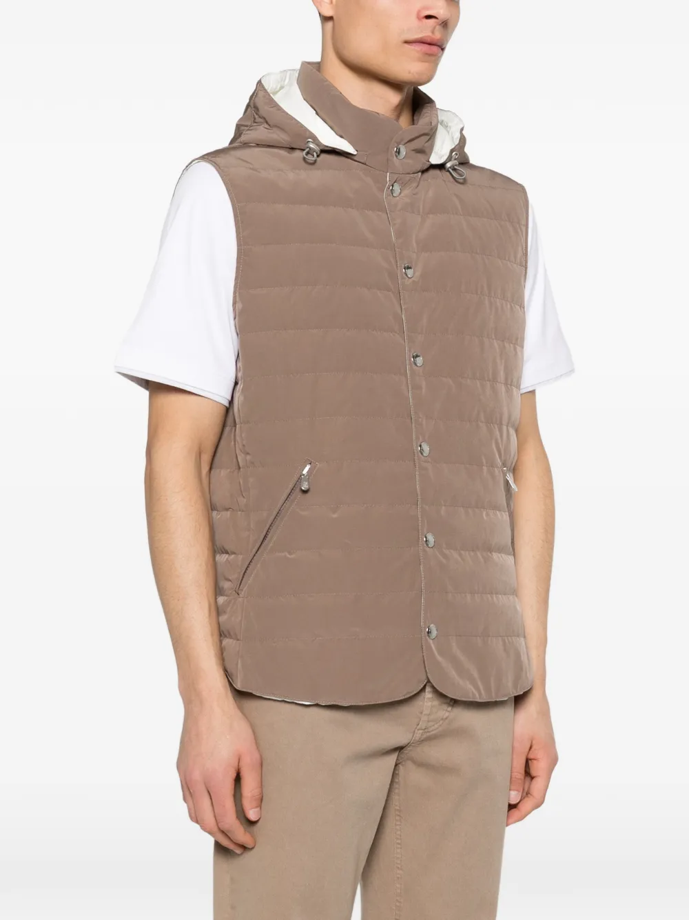 Brunello Cucinelli Bodywarmer met capuchon Bruin